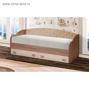 Кровать с мягким изголовьем «Софа №7», 900х1900 мм, цвет ясень шимо тёмный/шимо светлый