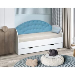 Кровать «Софа 10», 800 1900 мм, цвет корпуса белый / велюр бирюзовый