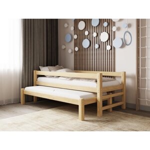 Кровать «Виго» с выдвижным спальным местом 2 в 1, 80 200 см, массив сосны, без покрытия