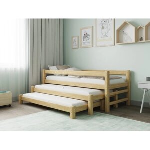 Кровать «Виго» с выдвижным спальным местом 3 в 1, 80 190 см, массив сосны, без покрытия