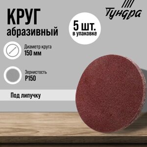 Круг абразивный шлифовальный под "липучку" ТУНДРА, 150 мм, Р150, 5 шт.