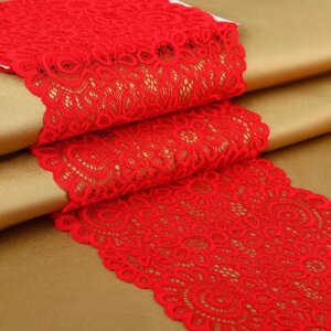 Кружевная эластичная ткань, 190 мм 2,7 0,5 м, цвет красный