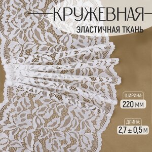 Кружевная эластичная ткань, 220 мм 2,7 0,5 м, цвет белый