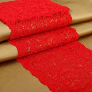 Кружевная эластичная ткань, 230 мм 2,7 0,5 м, цвет красный