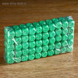 Кубик игральный 1.5х1.5х1.5 см, цветной, зеленые,