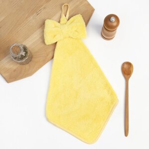 Кухонное полотенце Доляна "Бантик"цв. желтый 28х40 см, микрофибра, 100% п/э