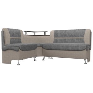 Кухонный диван «Сидней», левый угол, без механизма, рогожка, цвет серый / бежевый