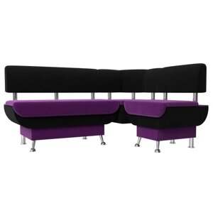 Кухонный угловой диван «Альфа», микровельвет, цвет фиолетовый / чёрный