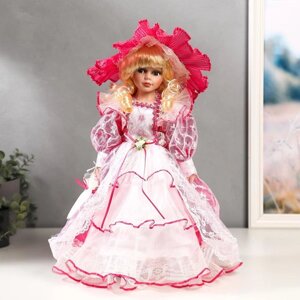 Кукла коллекционная керамика "Леди Виктория в розовом платье" 40 см