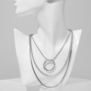Кулон «Цепь» кольцо, 3 нити, цвет серебро, 58 см