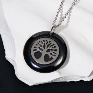 Кулон керамика «Дерево жизни» цвет чёрный в серебре