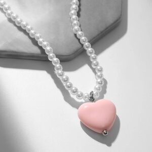 Кулон «Сердце» женственность, цвет розово-белый, 39 см