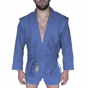 Куртка для самбо Atemi AX5, с поясом без подкладки, синяя, плотность 550 г/м2, размер 54