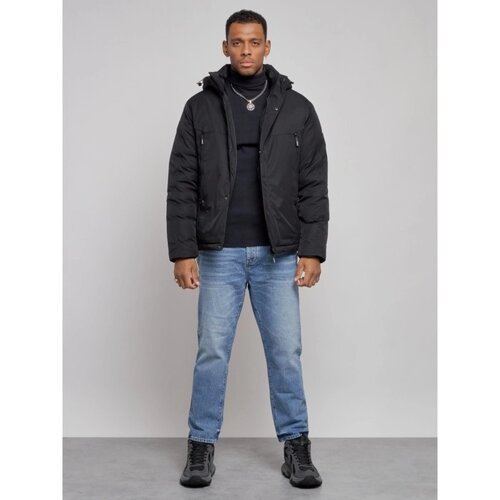 Куртка спортивная мужская зимняя, размер 58, цвет чёрный