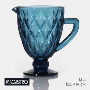 Кувшин для воды Magistro «Круиз», 1,1 л, 1419,5 см, стекло, цвет синий