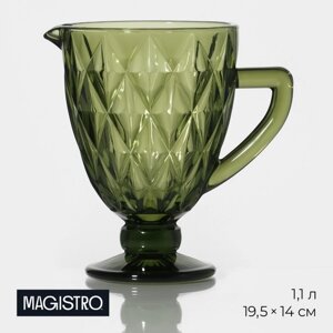 Кувшин для воды Magistro «Круиз», 1,1 л, 1419,5 см, стекло, цвет зелёный