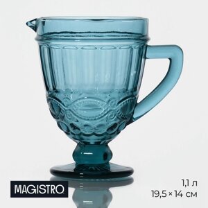 Кувшин для воды Magistro «Ла-Манш», 1,1 л, 1419,5 см, стекло, цвет синий