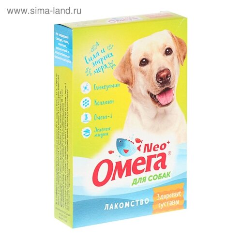 Лакомство Омега Nео+Здоровые суставы" для собак, с глюкозамином и коллагеном, 90 табл