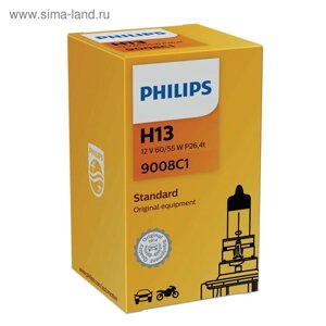 Лампа автомобильная Philips, H13, 12 В, 60/55 Вт, 9008C1