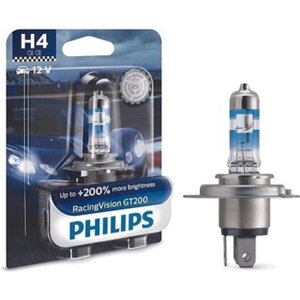 Лампа Philips H4 12 В, 60/55W (P43t)200%Racing Vision GT200, блистер 1 шт, 12342RGTB1