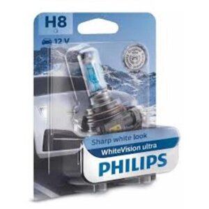 Лампа Philips H8 12 В, 35W (PGJ19-1)60%WhiteVision ultra , блистер 1 шт, 12360WVUB1