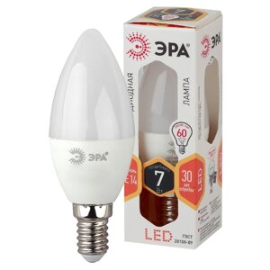 Лампа светодиодная Эра Standard «Свеча», 7 Вт, Е14, 560 Лм, 2700К, свечение тёплое белое