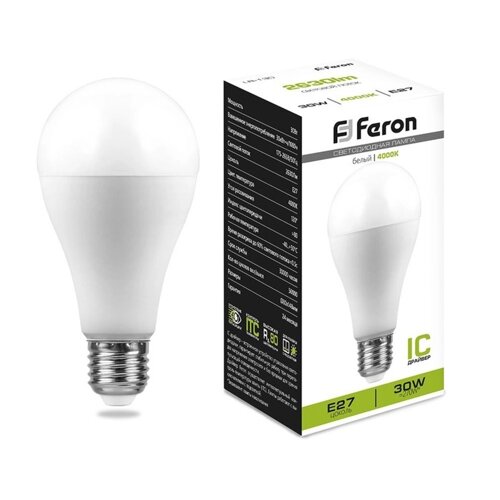 Лампа светодиодная FERON,30W) 230V E27 4000K A80, LB-130