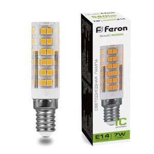 Лампа светодиодная Feron, E14, 7 Вт, 175-265 В, белый свет
