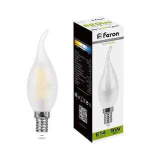 Лампа светодиодная Feron, E14, 9 Вт, 230 В, белый свет