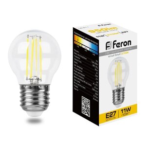 Лампа светодиодная Feron, E27, 11 Вт, 230 В, белый теплый свет