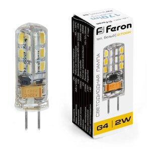 Лампа светодиодная Feron, G4, 2 Вт, 12 В, белый теплый свет