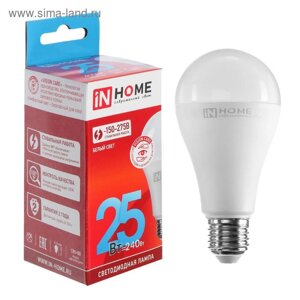 Лампа светодиодная IN HOME LED-A65-VC, е27, 25 вт, 230 в, 4000 к, 2250 лм