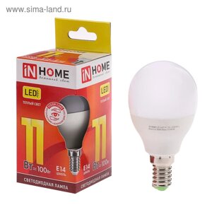 Лампа светодиодная IN HOME LED-шар-VC, е14, 11 вт, 230 в, 3000 к, 990 лм