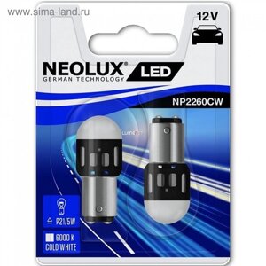 Лампа светодиодная Neolux, 12 В, 6000К, P21/5 Вт, 1.2 Вт, набор 2 шт, NP2260CW-02B