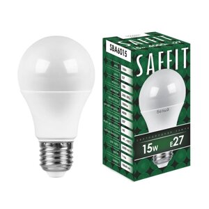 Лампа светодиодная saffit SBA6015, A60, E27, 15 вт, 230 в, 4000 к, 1500 лм, 220°118х60 мм