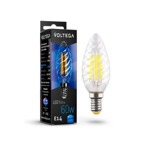 Лампа Voltega 7028, 6Вт, 3,8х3,8х10 см, E14, 600Лм, 4000К, цвет прозрачный