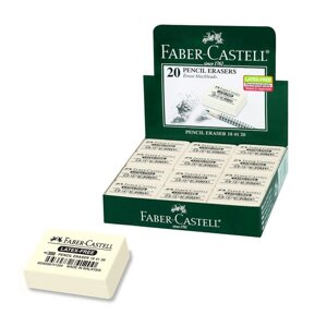 Ластик Faber-Castell, 40 х 27 х 13 мм, каучук, для графитных и цветных карандашей, белый