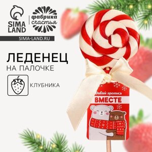 Леденец на палочке «Греться вместе», вкус: клубника, 15 г.