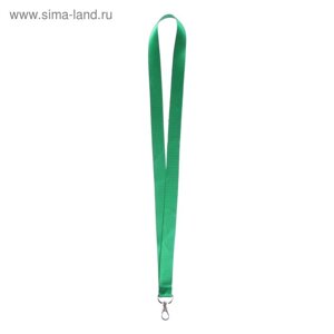 Лента для бейджа ширина-20 мм, длина-90 см с металлическим карабином, зелёная