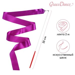 Лента для художественной гимнастики с палочкой Grace Dance, 2 м, цвет фиолетовый