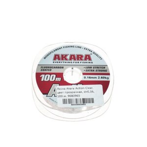 Леска Akara Action Clear, диаметр 0.16 мм, тест 2.6 кг, 100 м, прозрачная