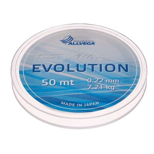 Леска монофильная ALLVEGA Evolution, диаметр 0.22 мм, тест 7.21 кг, 50 м, прозрачная