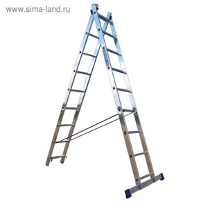 Лестница двухсекционная "РемоКолор" 63-2-008, универсальная, алюминиевая, 8 ступеней