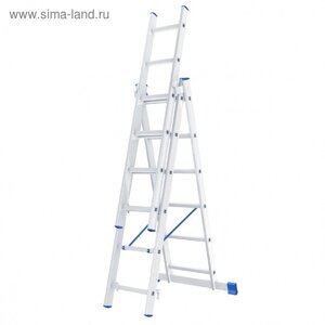 Лестница шарнирная "Сибртех" 97816, алюминиевая, трехсекционная, 3х6 ступеней