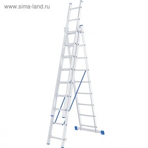 Лестница шарнирная "Сибртех" 97819, алюминиевая, трехсекционная, 3х9 ступеней