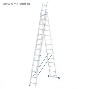 Лестница шарнирная "Сибртех" 97824, алюминиевая, трехсекционная, 3х14 ступеней