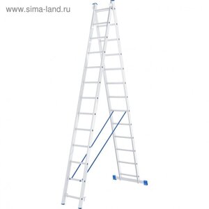 Лестница "Сибртех" 97913, алюминиевая, двухсекционная, 2 х 13 ступеней