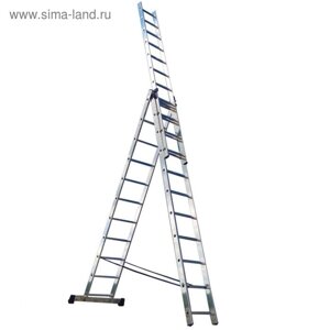 Лестница трехсекционная "РемоКолор" 63-3-011, универсальная, алюминиевая, 11 ступеней