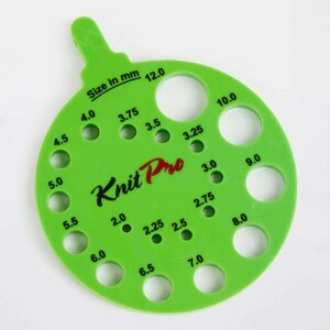 Линейка для определения размера спиц KnitPro, круглая зеленая 10992