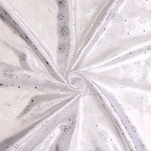 Лоскут Атлас, белый с серебрянными звёздами, 100 150 см